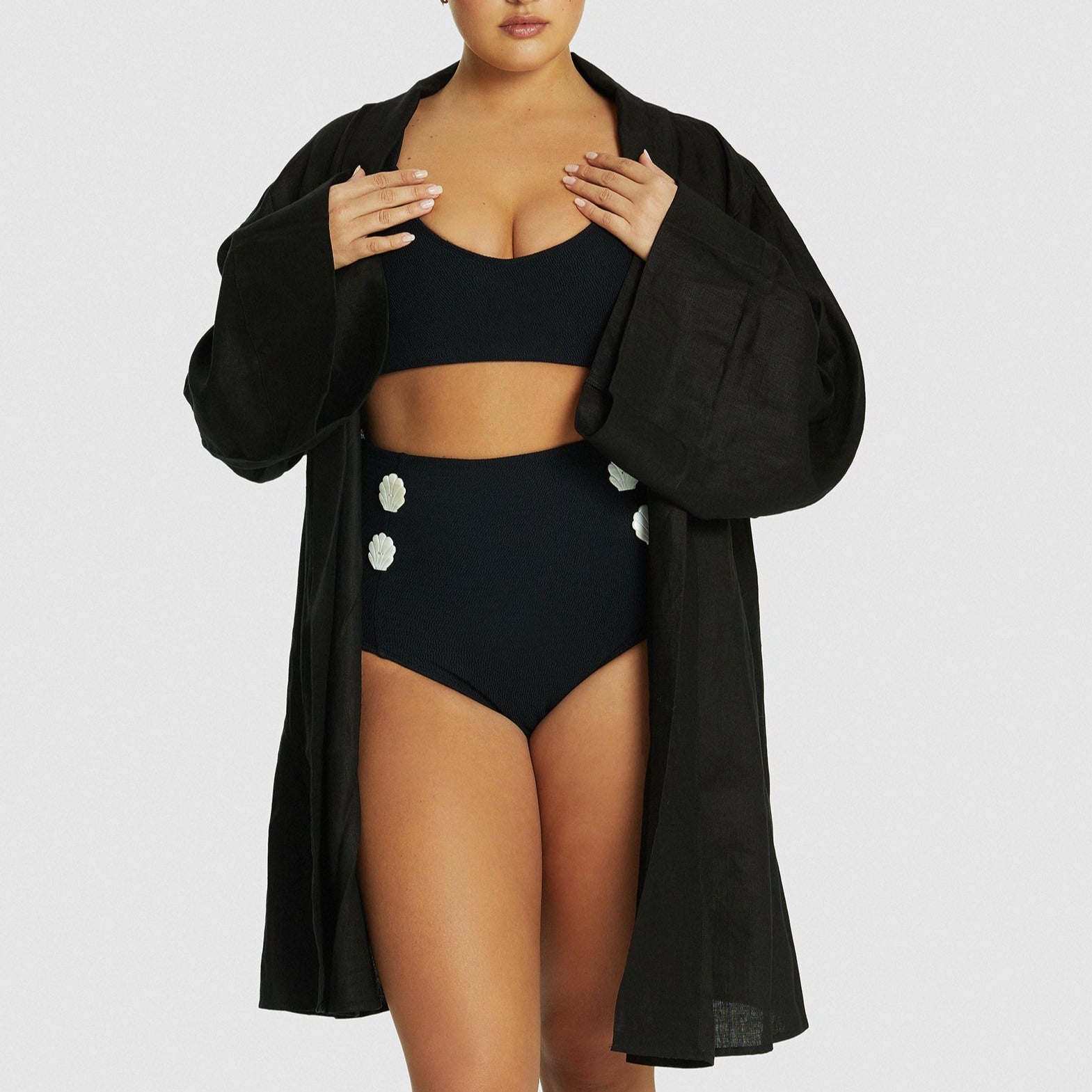 Easy Like Sunday / Linen robe / Black / Just As You Are - FINAL SALE