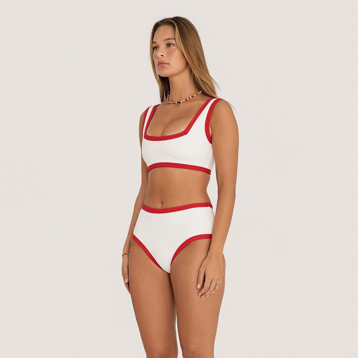 Mystery Of Love / Bikini top / White + Red Rib