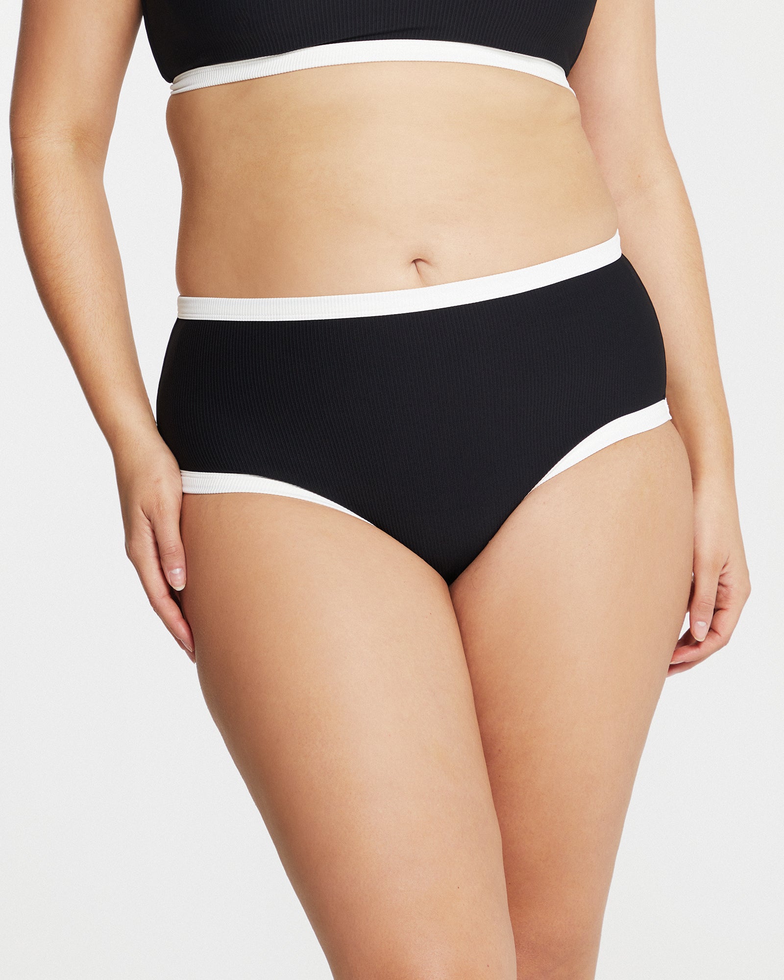 Follow The Sun / Bikini bottoms / Black + White Rib