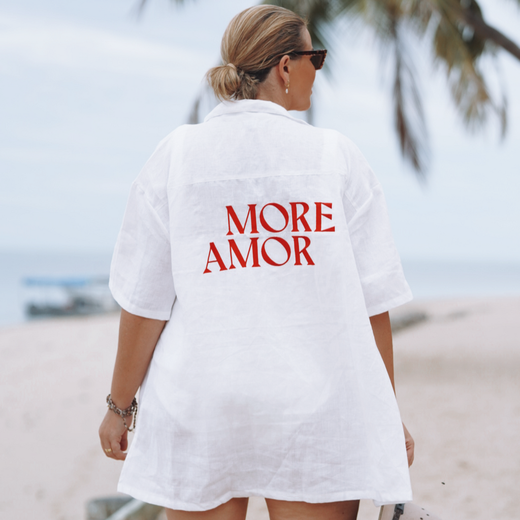 Words Of Wisdom / Linen beach shirt / More Amor
