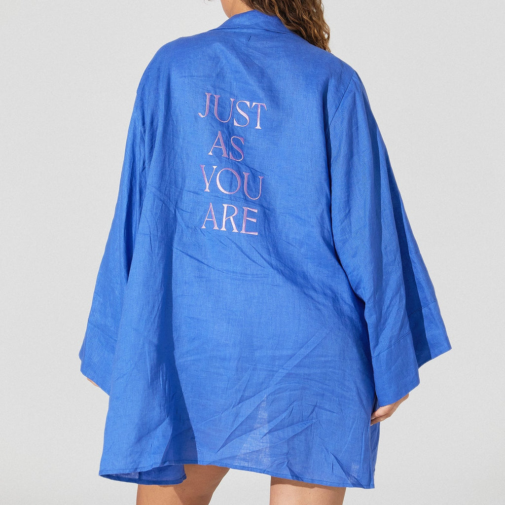 Easy Like Sunday / Linen robe / Blue / Just As You Are