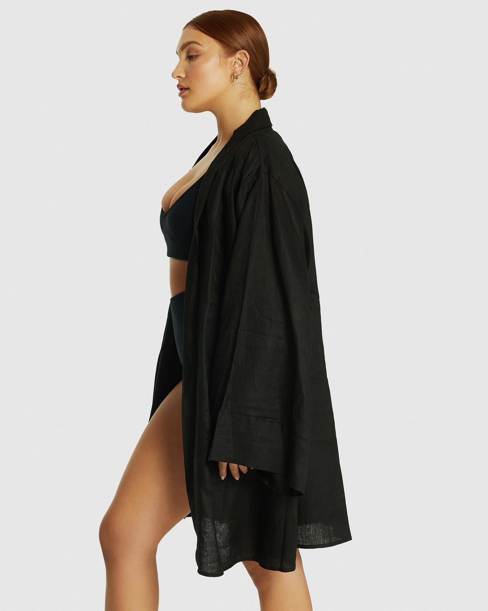 Easy Like Sunday / Linen robe / Black / Just As You Are