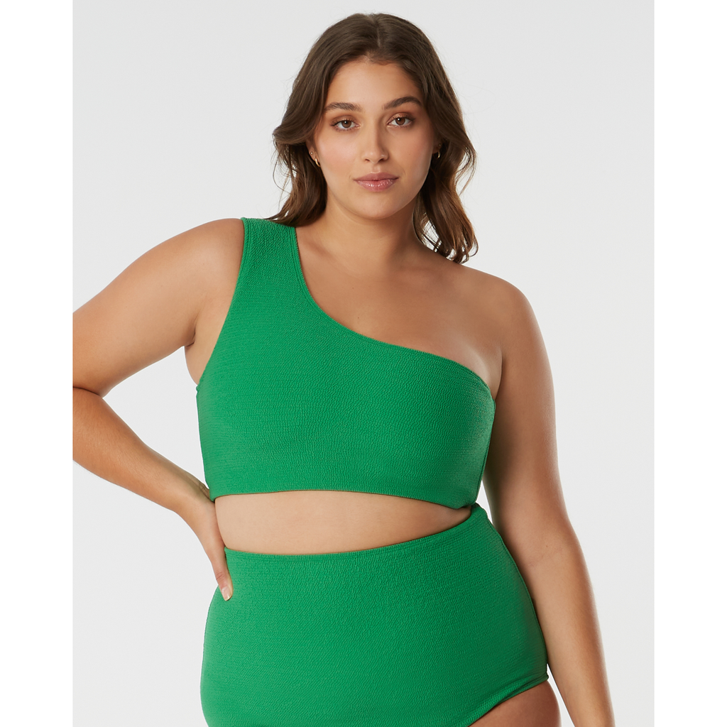 By My Side | Green Textured Bikini Top
