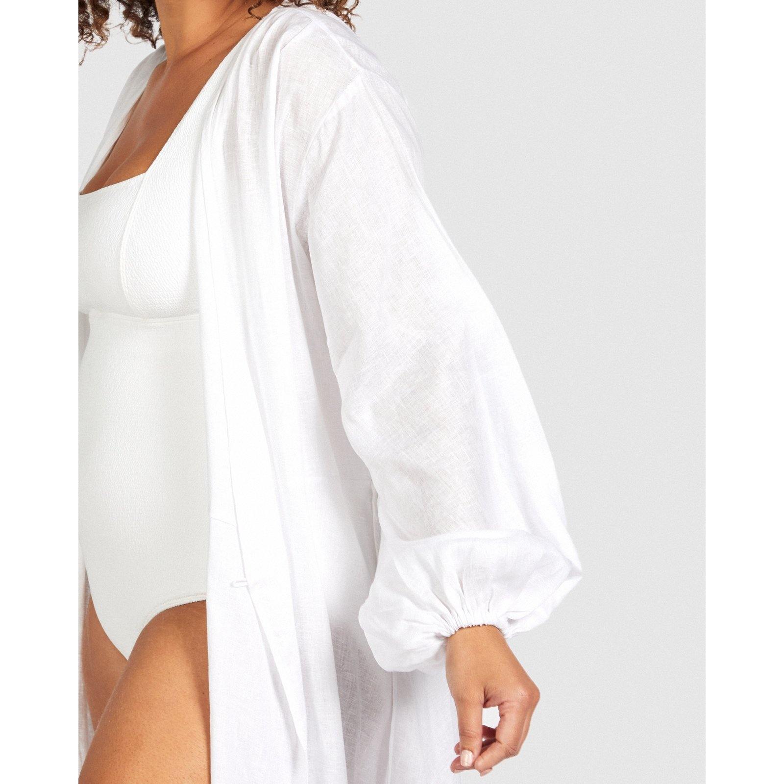 Dusk 'Till Dawn / linen robe / White - SAINT SOMEBODY