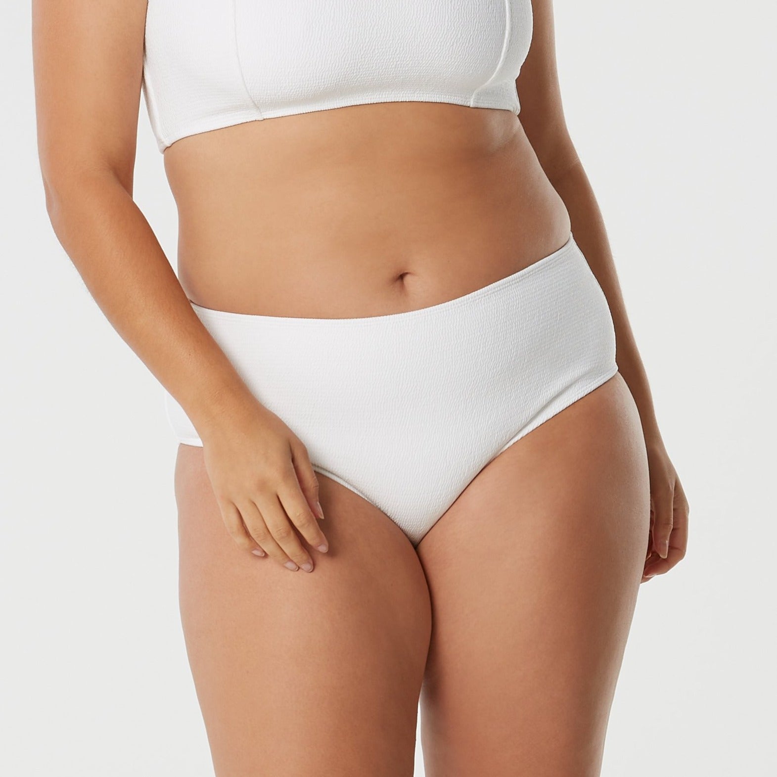 Follow The Sun / White Textured Bikini Bottoms - SAINT SOMEBODY