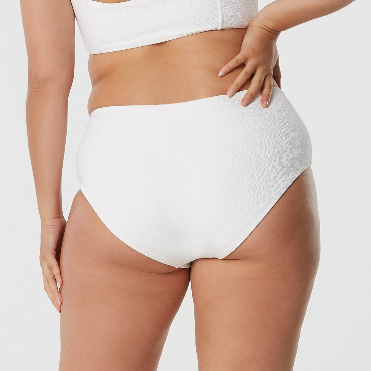 Follow The Sun / White Textured Bikini Bottoms - SAINT SOMEBODY