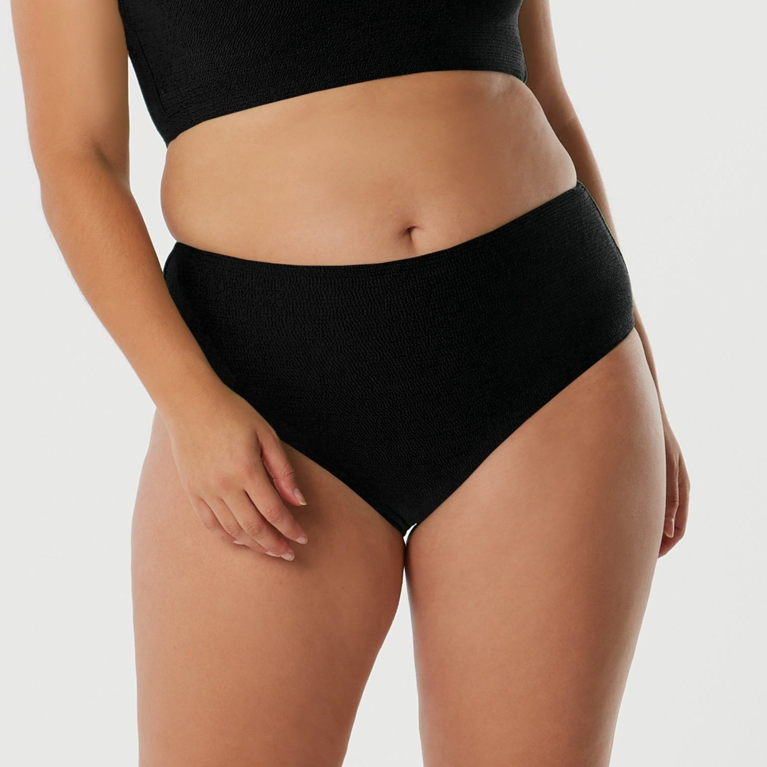 Follow The Sun | Black Textured Bikini Bottoms