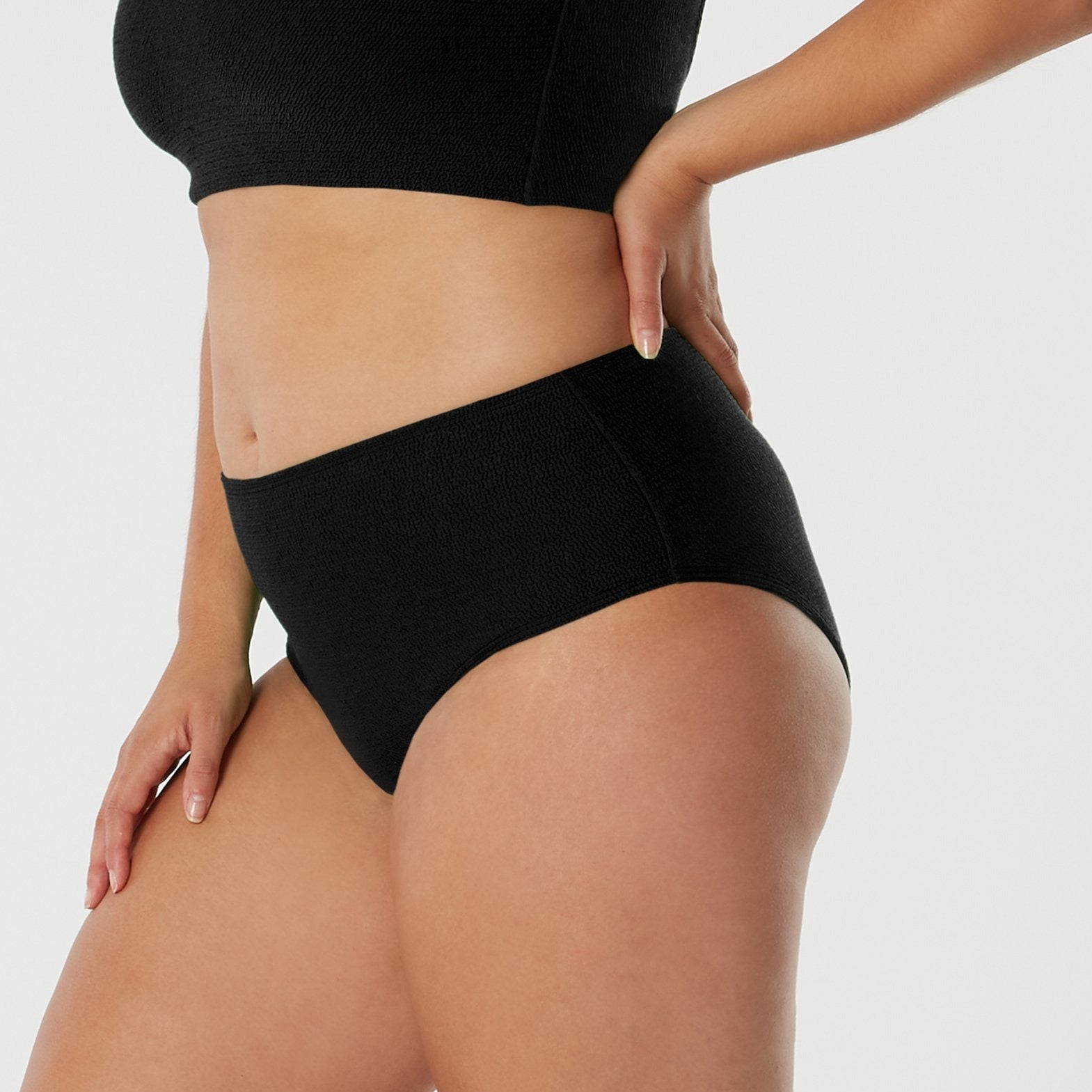 Follow The Sun | Black Textured Bikini Bottoms