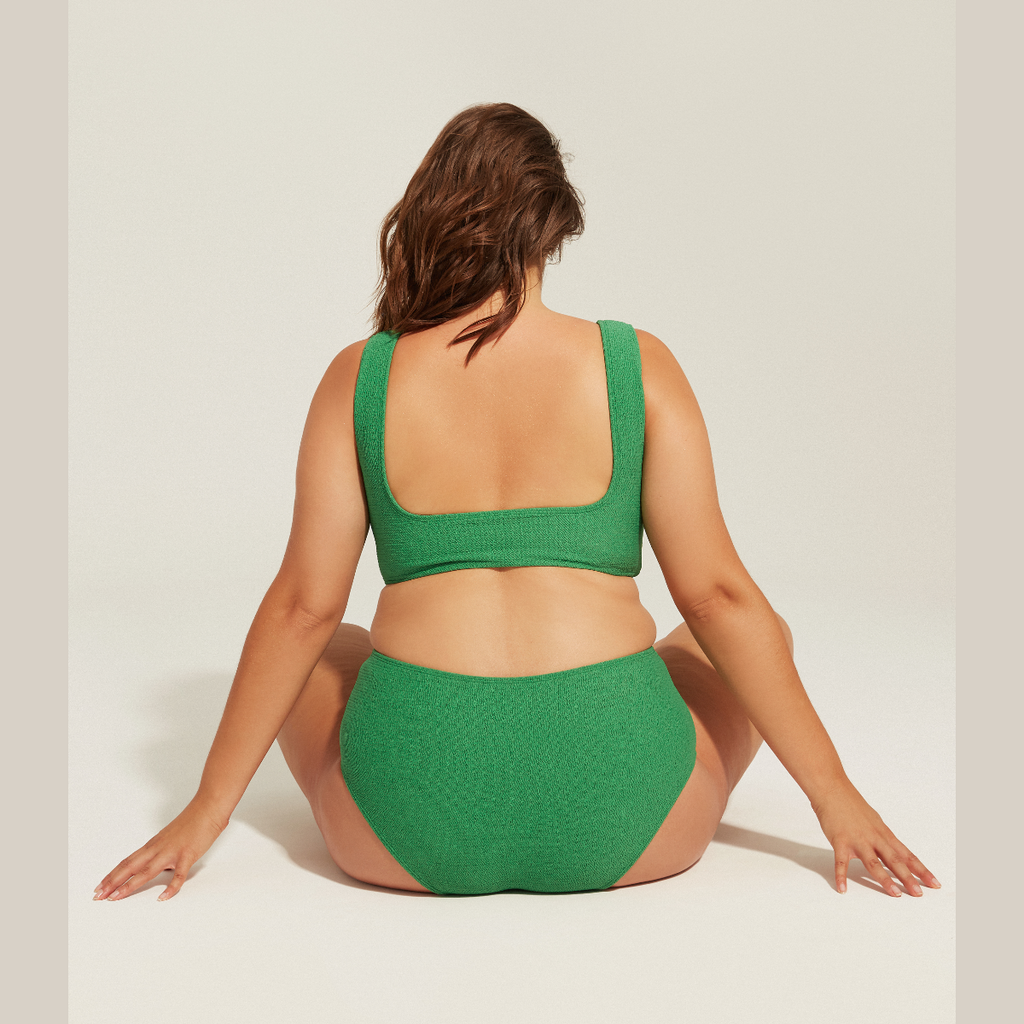 Follow The Sun | Green Textured Bikini Bottoms / Back - SAINT SOMEBODY