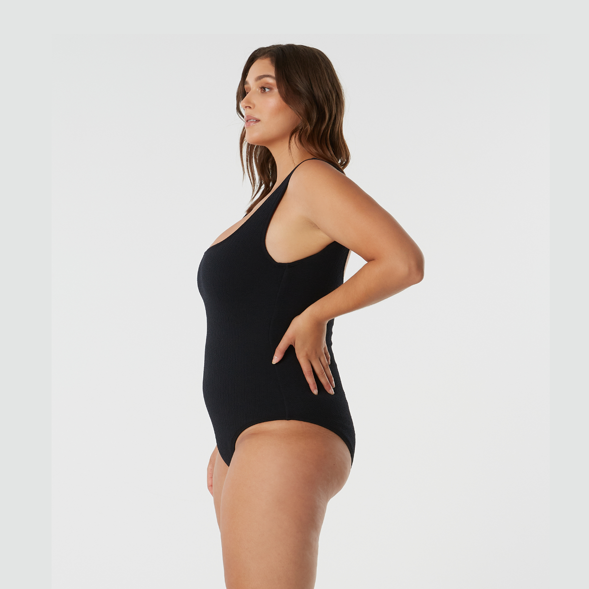 Run To Paradise | Black Textured One Piece Swimwear - SAINT SOMEBODY