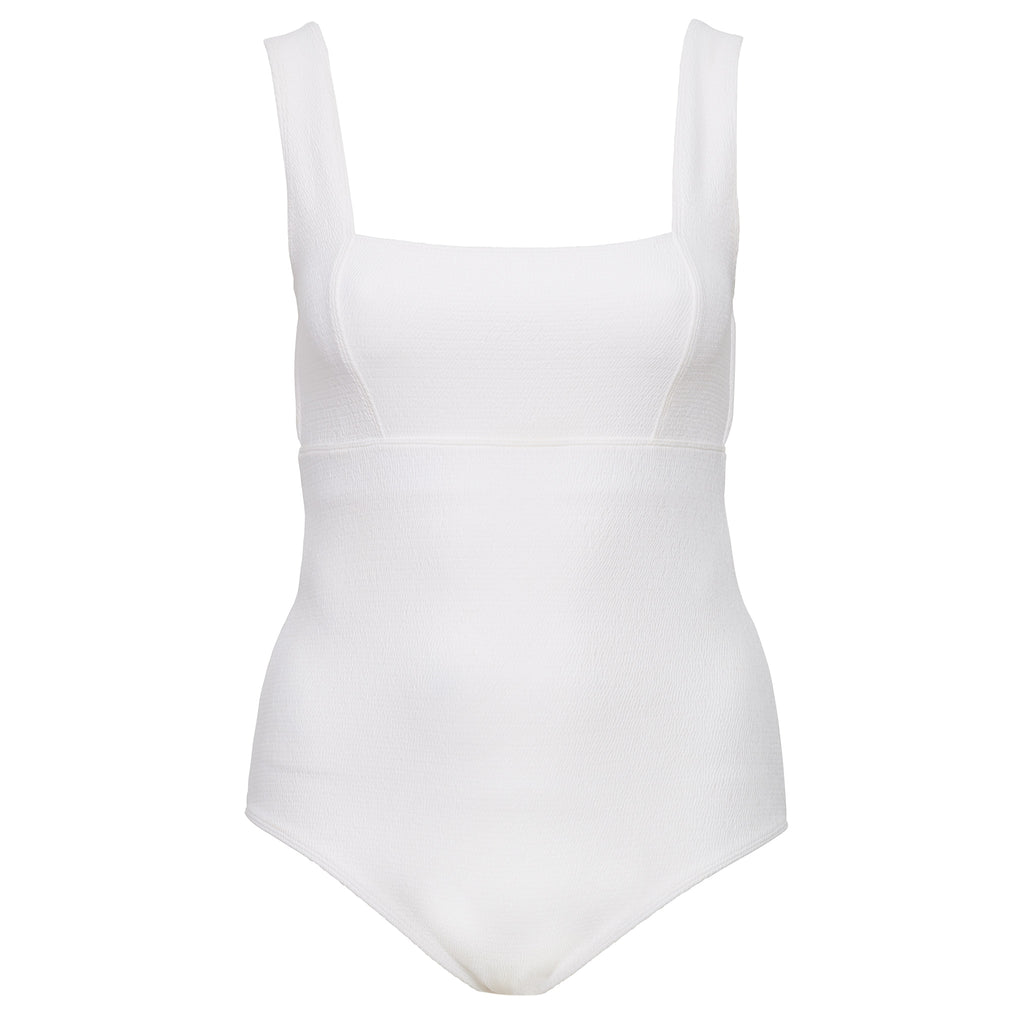 All The Right Places / White Textured One Piece Swimsuit