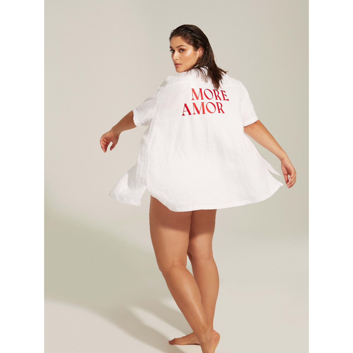 Words Of Wisdom | White Linen Beach Shirt | More Amor - SAINT SOMEBODY