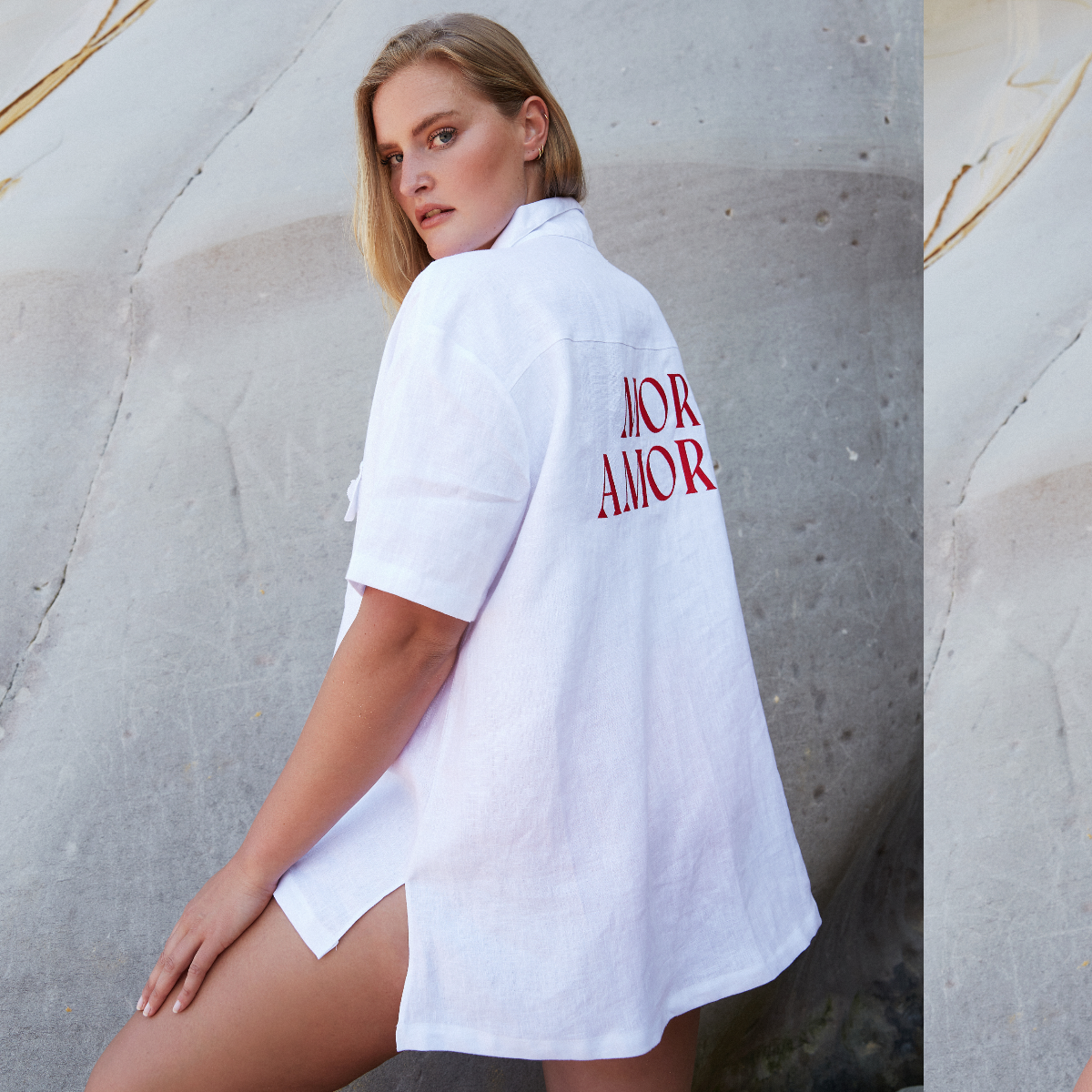 Words Of Wisdom | White Linen Beach Shirt | More Amor - SAINT SOMEBODY